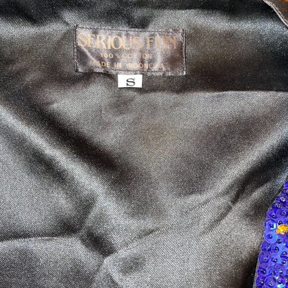 Serious Fun Sequin Vest Womens Size Small S Vintage Cotton Back Tie Front Snaps - Picture 10 of 11